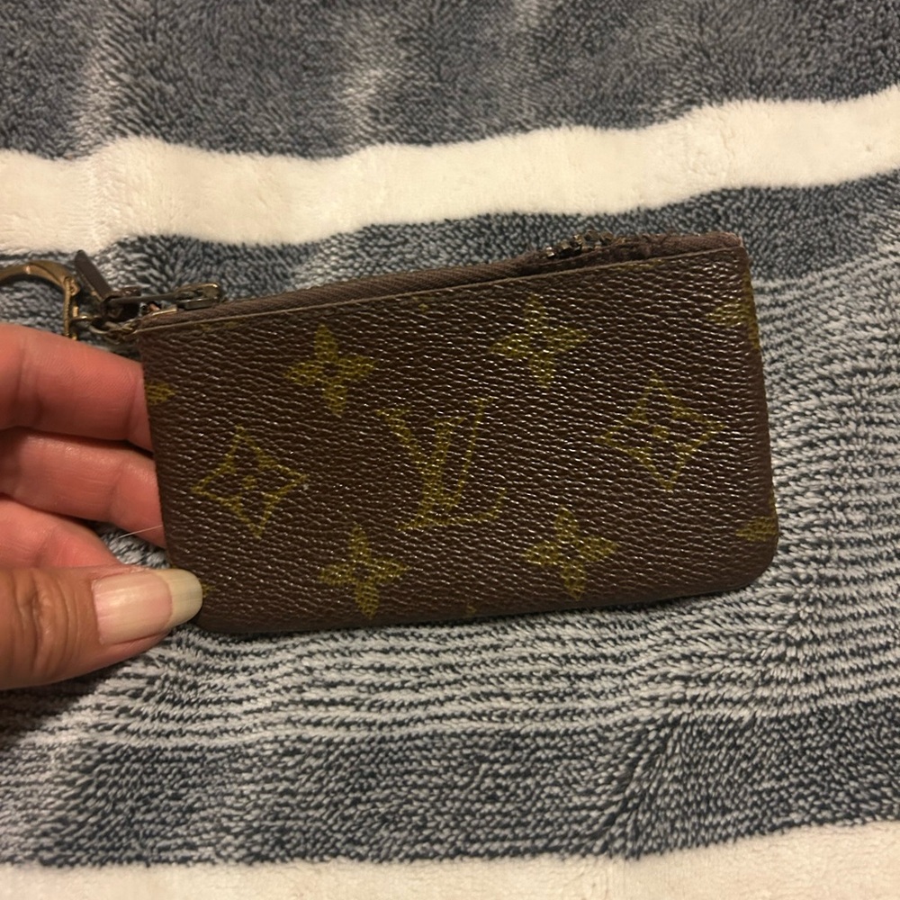 Louis Vuitton Brown Monogram Pouch with Gold Accents